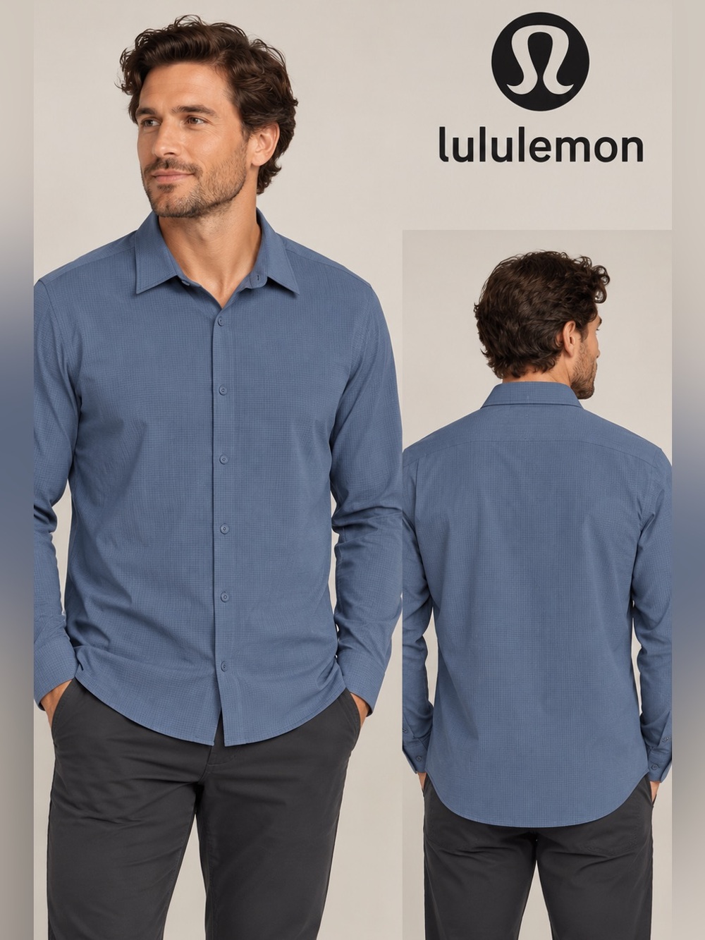 NWT Lululemon Airing Easy Slate Blue Long-Sleeve Dress Shirt
